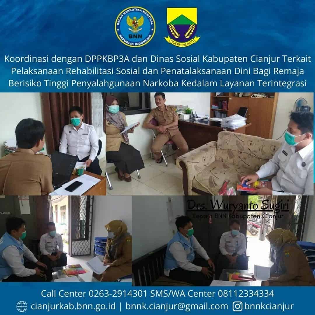 KOORDINASI DENGAN KABID PKK DPPKBP3A DAN KASI NAPZA DINAS SOSIAL KABUPATEN CIANJUR DALAM RANGKA PENYUSUNAN RENCANA AKSI DAERAH P4GN DI KABUPATEN CIANJUR KOORDINASI DENGAN KABID PKK DPPKBP3A DAN KASI NAPZA DINAS SOSIAL KABUPATEN CIANJUR DALAM RANGKA PENYUSUNAN RENCANA AKSI DAERAH P4GN DI KABUPATEN CIANJUR
