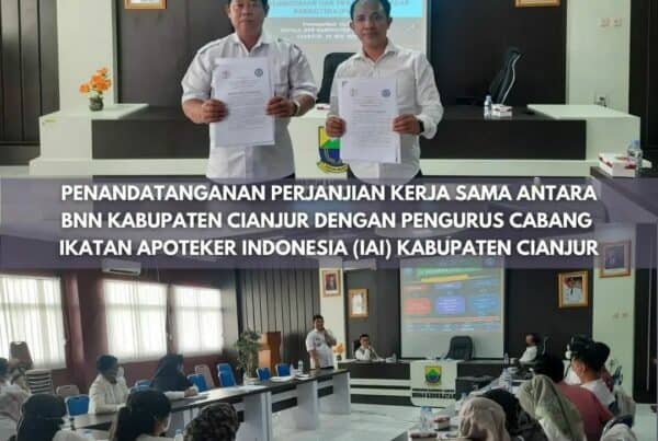 PENANDATANGANAN PERJANJIAN KERJA SAMA ANTARA BNN KABUPATEN CIANJUR DENGAN PENGURUS CABANG IKATAN APOTEKER INDONESIA (IAI) KABUPATEN CIANJUR