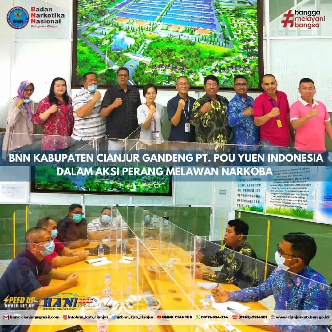 BNN KABUPATEN CIANJUR GANDENG PT. POU YUEN INDONESIA DALAM AKSI PERANG MELAWAN NARKOBA. BNN KABUPATEN CIANJUR GANDENG PT. POU YUEN INDONESIA DALAM AKSI PERANG MELAWAN NARKOBA.