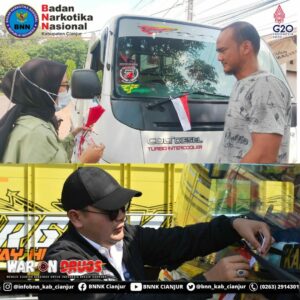 GERAKAN PEMBAGIAN 10 JUTA BENDERA MERAH PUTIH DI LINGKUNGAN BNN KABUPATEN CIANJUR