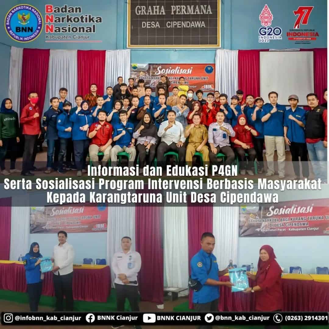 INFORMASI DAN EDUKASI P4GN SERTA SOSIALISASI PROGRAM IBM KEPADA KARANGTARUNA UNIT DESA CIPENDAWA INFORMASI DAN EDUKASI P4GN SERTA SOSIALISASI PROGRAM IBM KEPADA KARANGTARUNA UNIT DESA CIPENDAWA